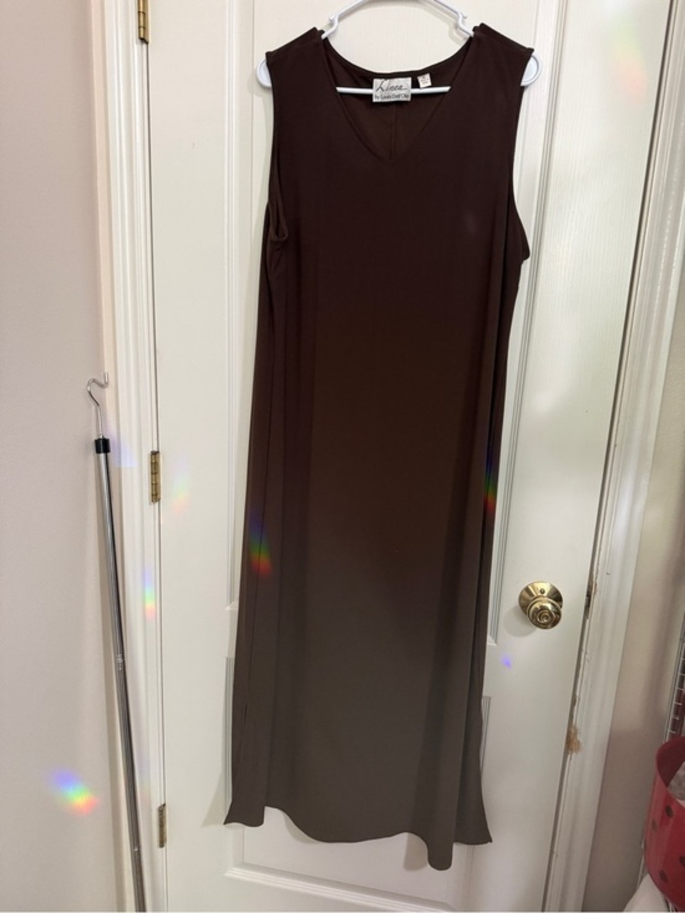 Linea by Louis Dell'Olio Dark Brown Sleeveless V-Neck Maxi Dress